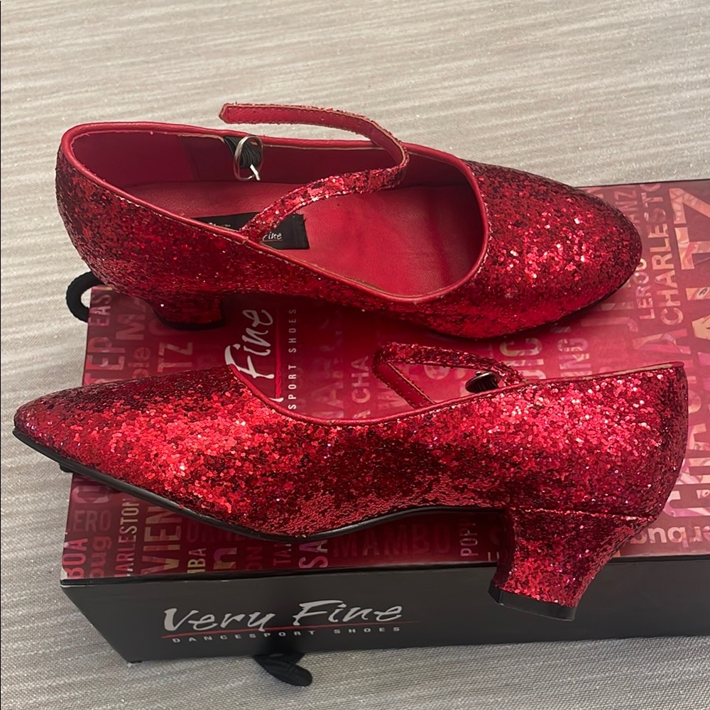 Kids Red Glitter Heels